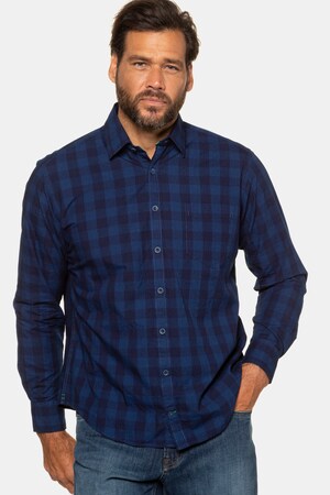 Duże rozmiary Koszula w kratkę, mężczyzna, indygo, rozmiar: L, bawełna, JP1880