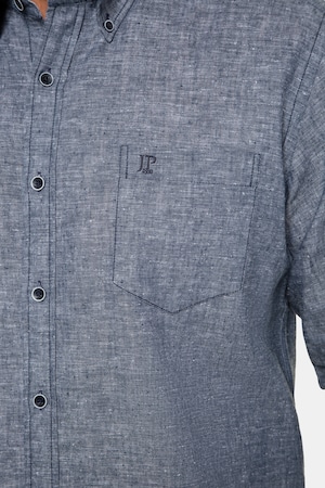 Duże rozmiary Koszula z lnem, mężczyzna, blue denim, rozmiar: L, bawełna/len, JP1880
