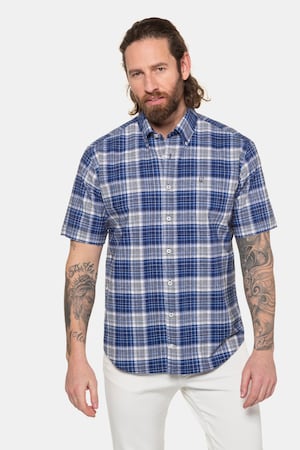 Duże rozmiary Koszula z lnem, mężczyzna, niebieska, rozmiar: 5XL, bawełna/len, JP1880