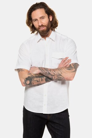 Duże rozmiary Koszula z lnem, mężczyzna, biała, rozmiar: 6XL, len/bawełna, JP1880