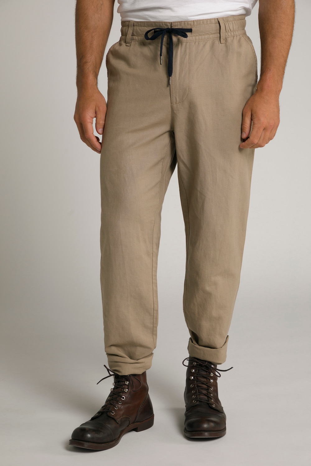Plus Size Basic Fit Linen Blend Pants, Man, brown, size: 3XL, linen/cotton, JP1880
