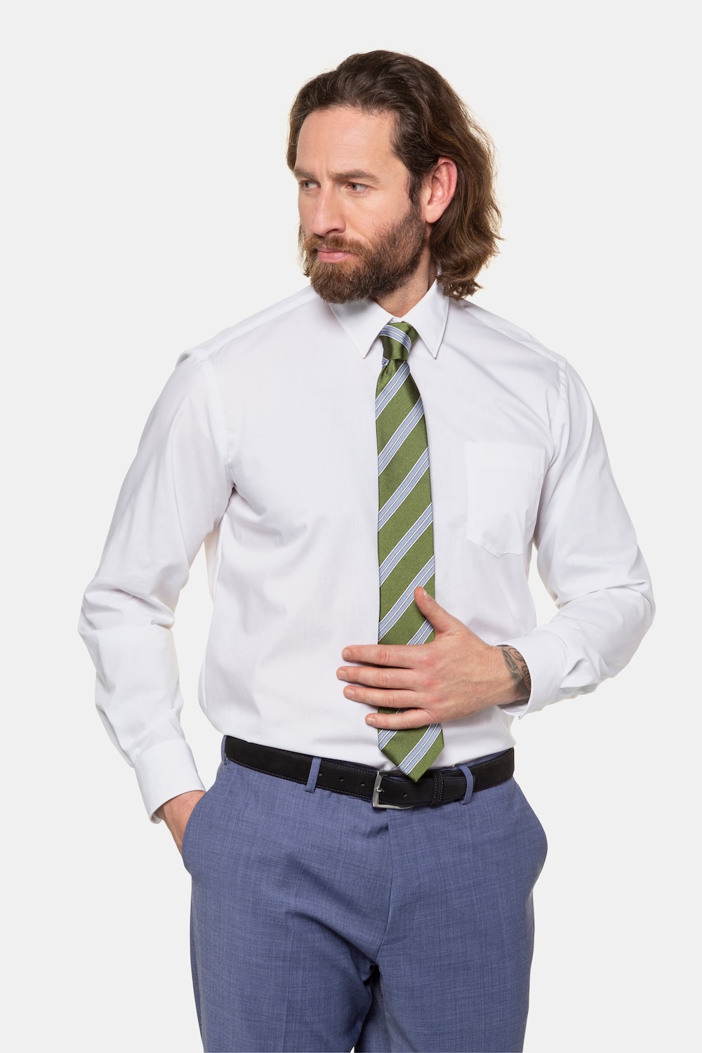Grote Maten zijden stropdas, Heren, groen, Maat: One Size, Zijde, JP1880