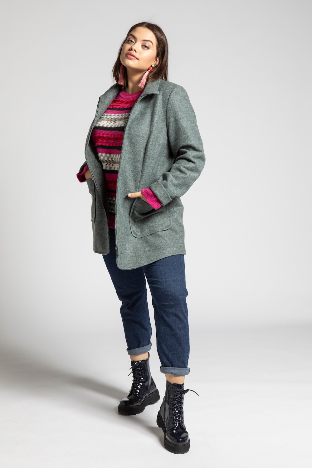 Grote Maten Mantel, Dames, blauw, Maat: 46/48, Polyester/Synthetische vezels, Ulla Popken Grote Maten Mantel, Dames, blauw, Maat: 46/48, Polyester/Synthetische vezels, Ulla Popken
