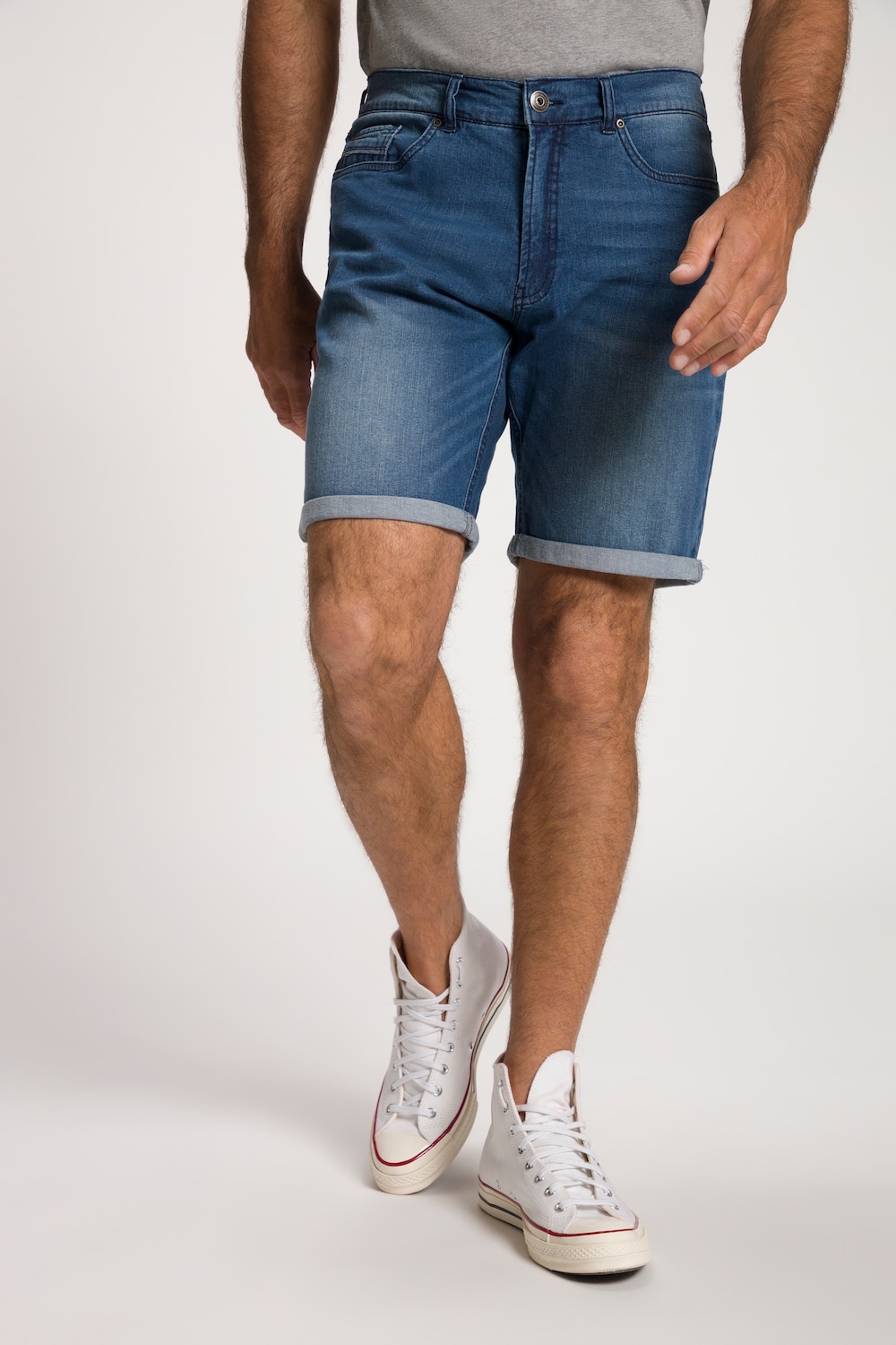 Plus Size High Stretch Belly Fit Denim Bermuda Shorts, Man, purple, size: 58, cotton, JP1880