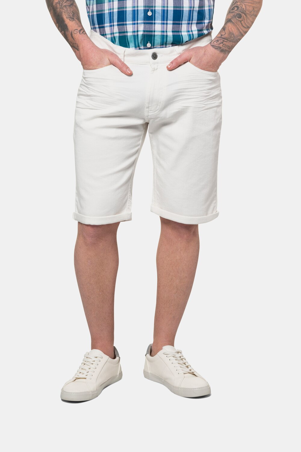 Grote Maten korte jeansbroek, Heren, wit, Maat: 52, Katoen, JP1880 Grote Maten korte jeansbroek, Heren, wit, Maat: 52, Katoen, JP1880