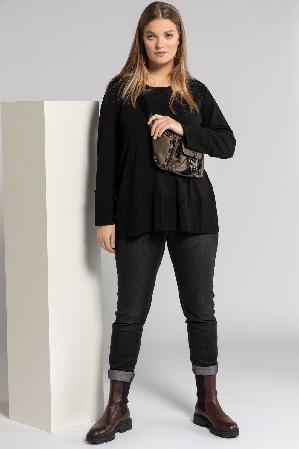 Grote Maten Pullover, Dames, zwart, Maat: 54/56, Viscose/Synthetische vezels, Ulla Popken Grote Maten Pullover, Dames, zwart, Maat: 54/56, Viscose/Synthetische vezels, Ulla Popken