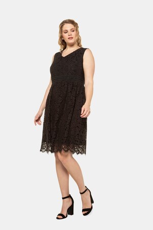 Duże rozmiary Sukienka z koronki, damska, czarna, rozmiar: 42, bawełna/poliamid, Ulla Popken