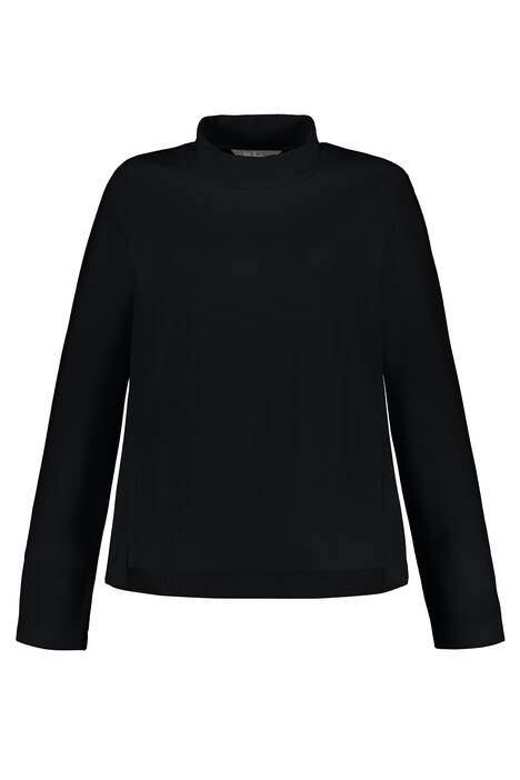 Sweatshirt, Rippmix, Classic, Stehkragen, hinten länger Sweatshirt, Rippmix, Classic, Stehkragen, hinten länger