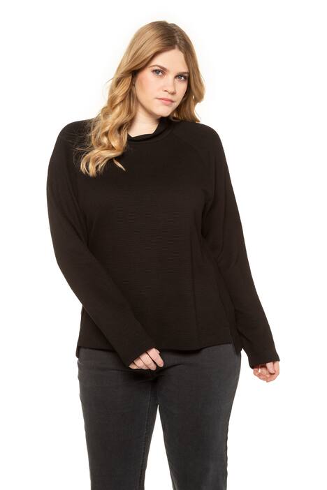 Sweatshirt, Rippmix, Classic, Stehkragen, hinten länger Sweatshirt, Rippmix, Classic, Stehkragen, hinten länger