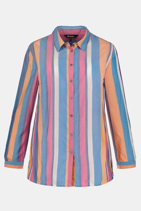 Pastel Stripe Button Front Long Sleeve Roll-Tab Shirt | all Blouses ...