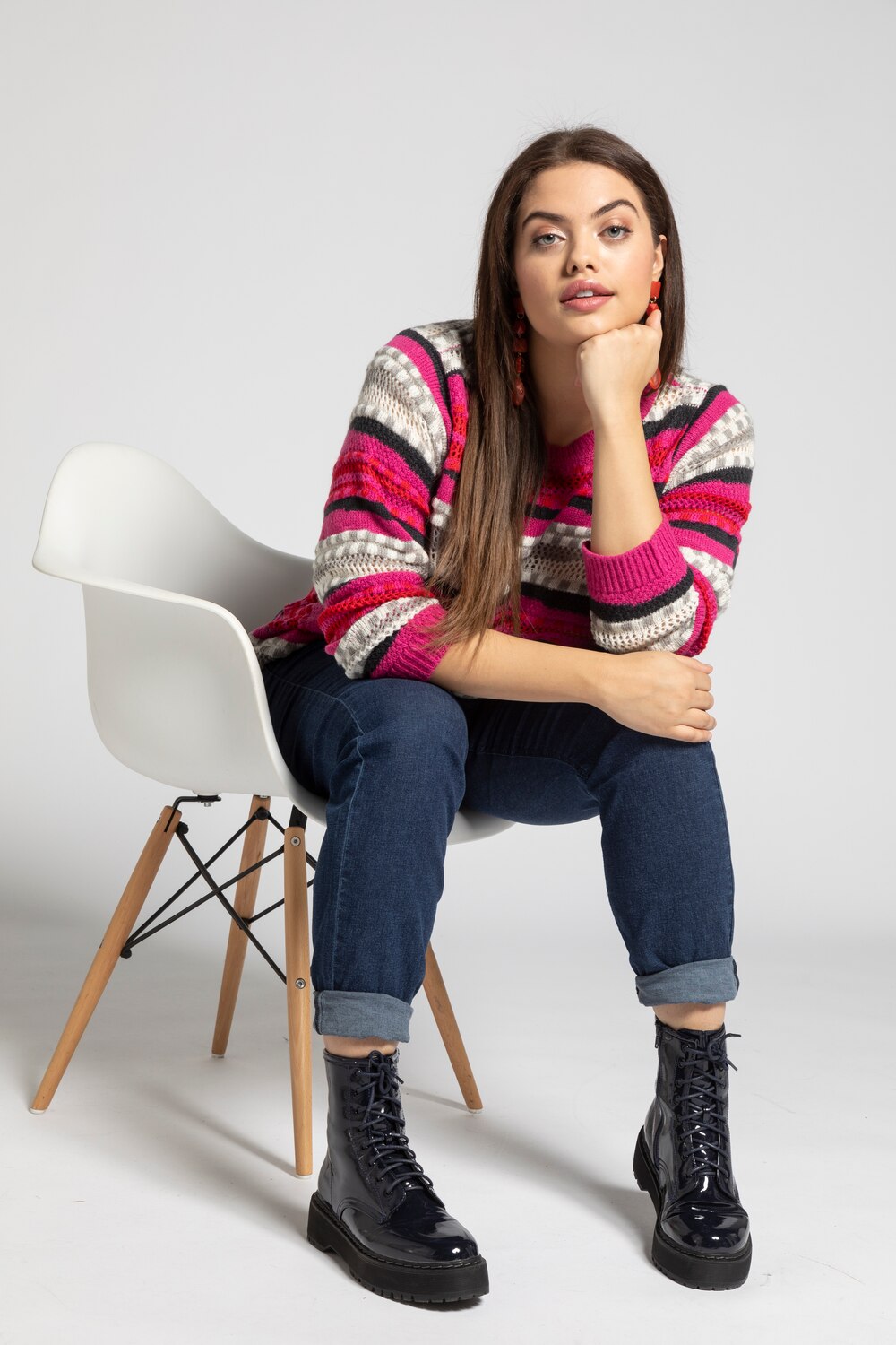 Grote Maten Pullover, Dames, wit, Maat: 46/48, Synthetische vezels, Ulla Popken Grote Maten Pullover, Dames, wit, Maat: 46/48, Synthetische vezels, Ulla Popken
