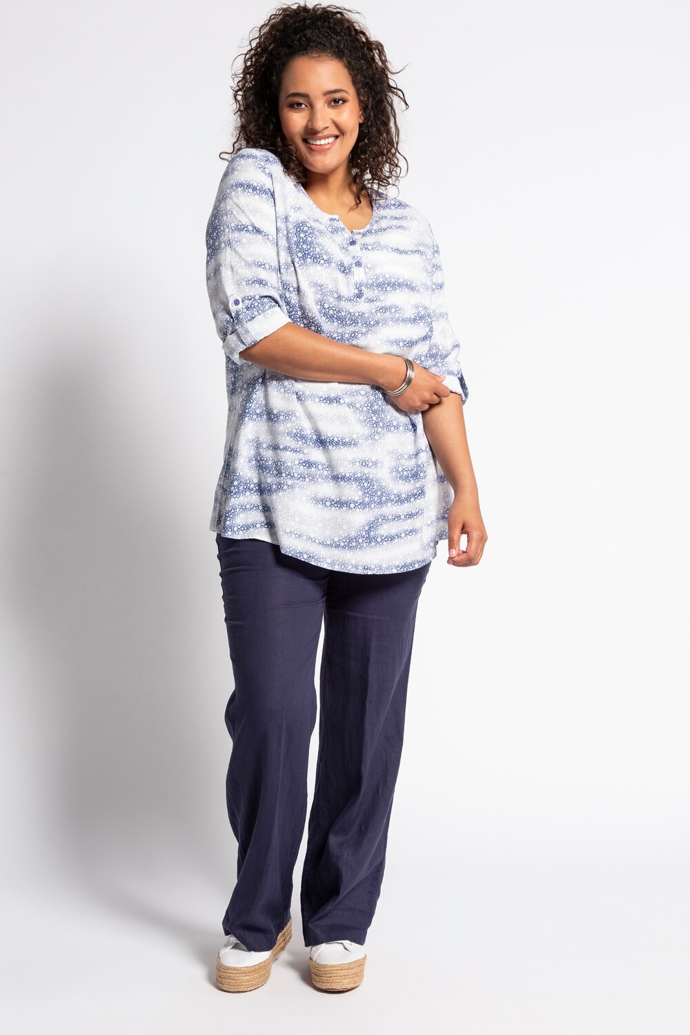 Grote Maten Tuniek, Dames, blauw, Maat: 50/52, Viscose, Ulla Popken Grote Maten Tuniek, Dames, blauw, Maat: 50/52, Viscose, Ulla Popken