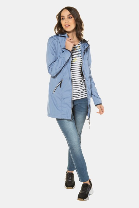 Parka, innen in Schmuckfarbe, Kapuze, Saum-Tunnelzug