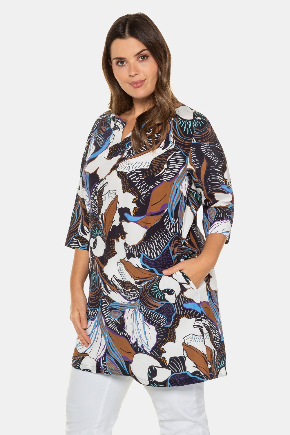 Grote Maten Longtuniek, Dames, wit, Maat: 58/60, Viscose, Ulla Popken Grote Maten Longtuniek, Dames, wit, Maat: 58/60, Viscose, Ulla Popken