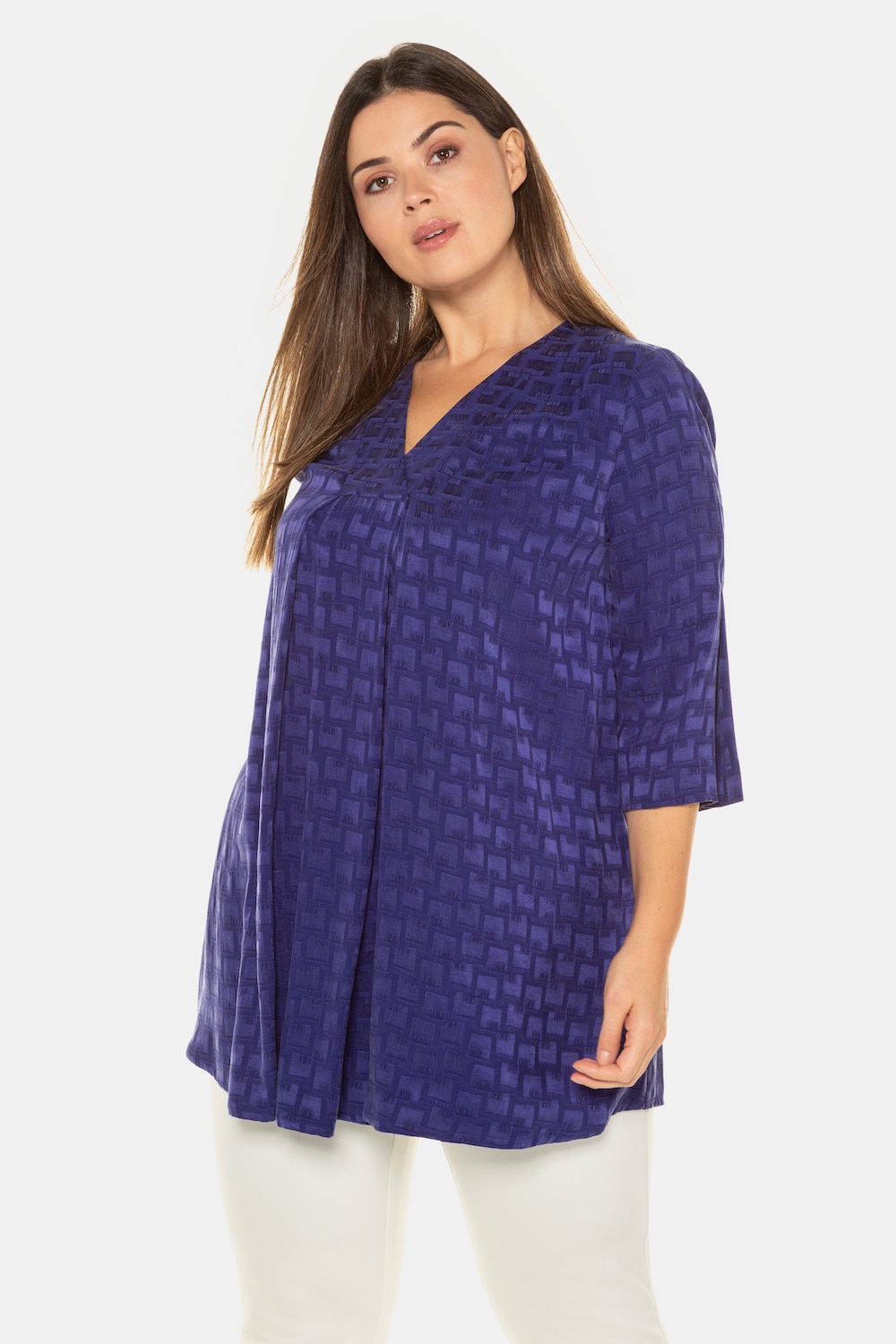 Grote Maten Longtuniek, Dames, blauw, Maat: 46/48, Synthetische vezels/Viscose, Ulla Popken Grote Maten Longtuniek, Dames, blauw, Maat: 46/48, Synthetische vezels/Viscose, Ulla Popken