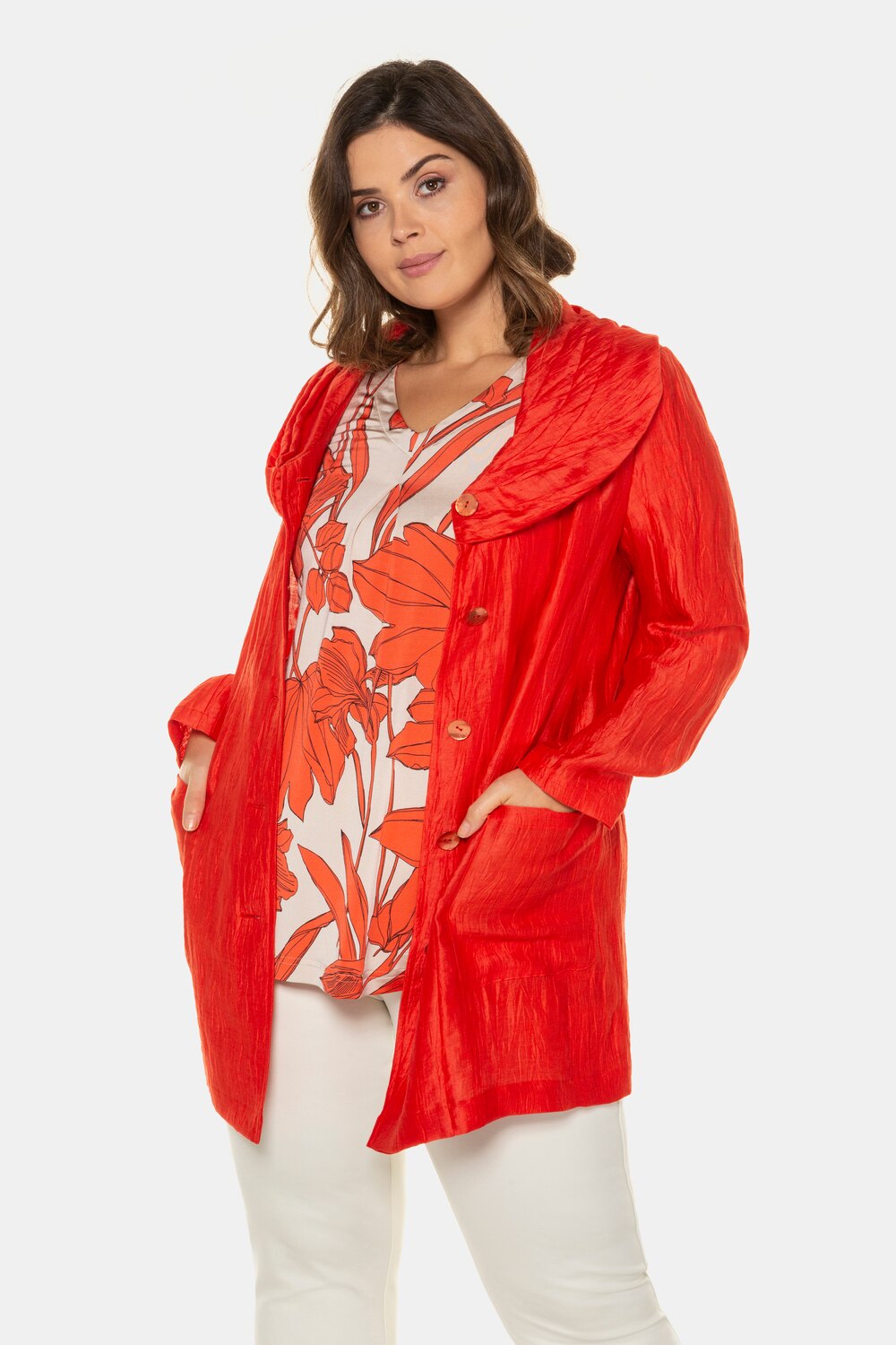 Grote Maten Jasje, Dames, rood, Maat: 46/48, Linnen/Synthetische vezels, Ulla Popken Grote Maten Jasje, Dames, rood, Maat: 46/48, Linnen/Synthetische vezels, Ulla Popken