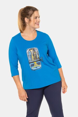 Duże rozmiary T-shirt, damska, modry, rozmiar: 54/56, bawełna/elastan, Ulla Popken