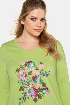 Duże rozmiary T-shirt, damska, wiosenna zieleń, rozmiar: 54/56, bawełna/elastan, Ulla Popken