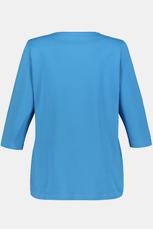Duże rozmiary T-shirt, damska, ciemny niebieski, rozmiar: 58/60, bawełna/elastan, Ulla Popken