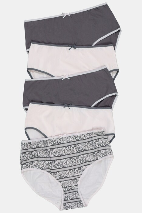 5 Pack Black, White and Pink Cotton Stretch Thongs