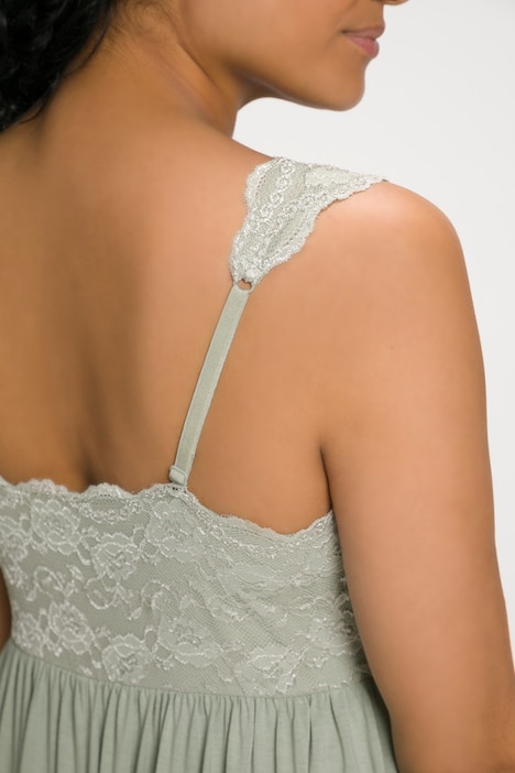 Dreamy Lace Bodice Stretch Knit Tank Nightgown