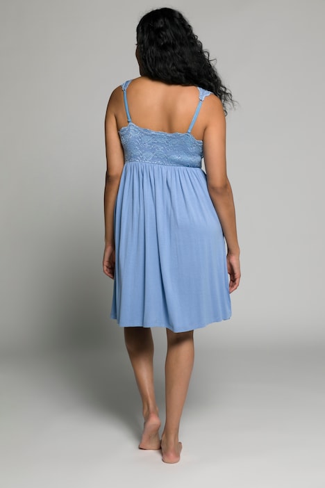 Ulla Popken Womens Plus Size Dreamy Lace Bodice Knit Tank Nightgown 727956 
