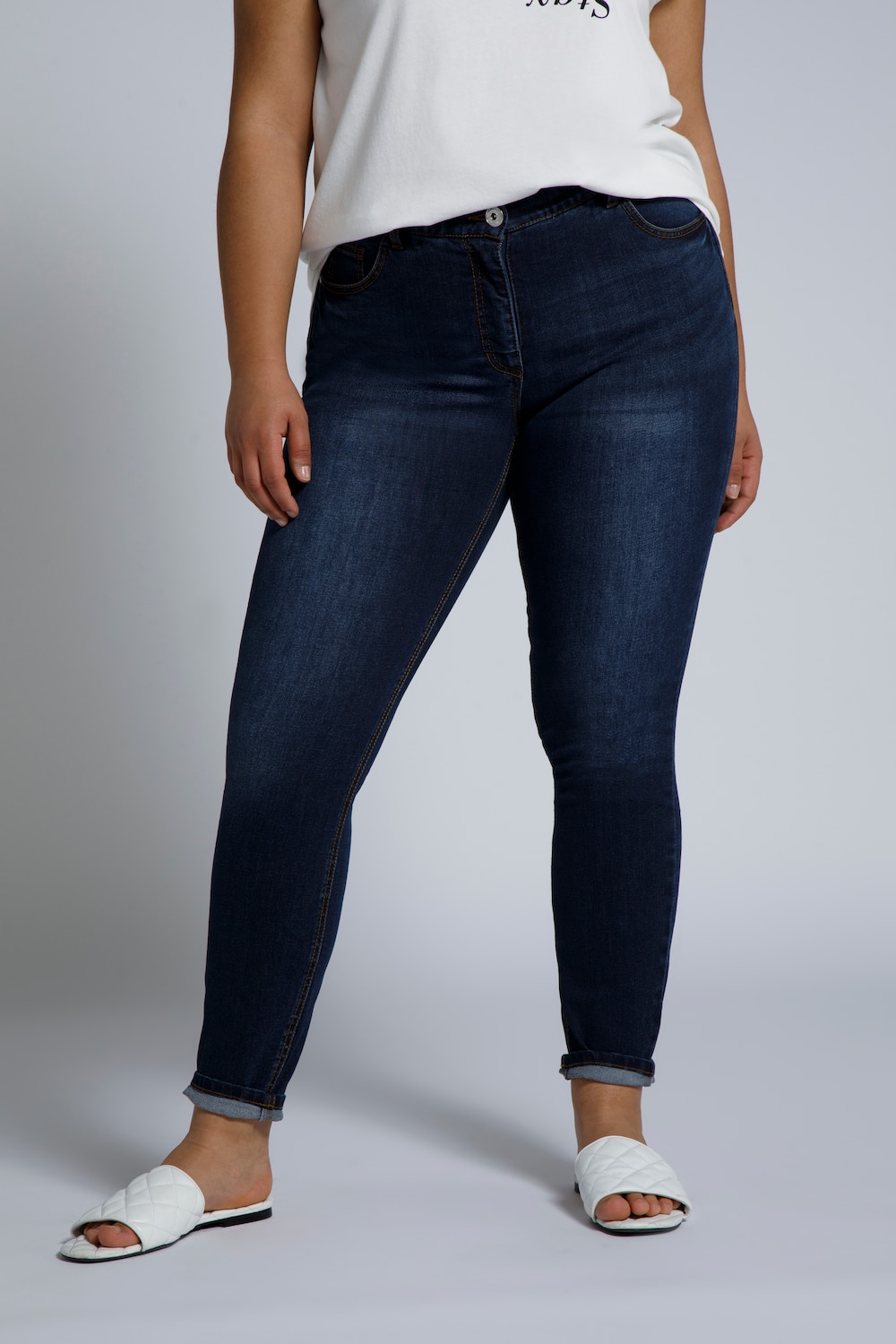 Grote Maten skinny jeans, Dames, blauw, Maat: 52, Katoen, Studio Untold