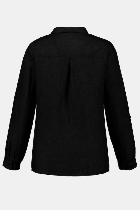 Mode Blouses Linnen blouses Selection by Ulla Popken Linnen blouse zwart casual uitstraling 
