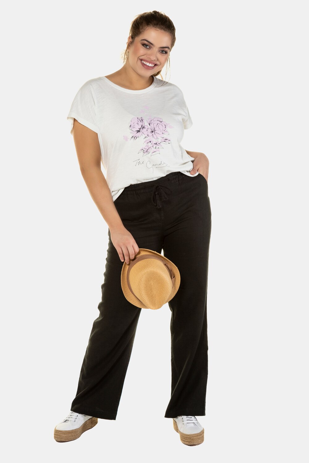 Grote Maten linnen broek Mary, Dames, zwart, Maat: 60, Linnen, Ulla Popken Grote Maten linnen broek Mary, Dames, zwart, Maat: 60, Linnen, Ulla Popken