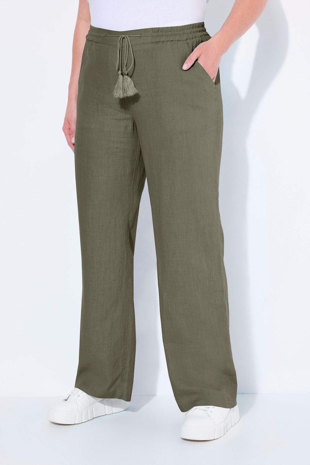 Große Größen Leinenhose Mary, Damen, grün, Größe: 62, Leinen, Ulla Popken