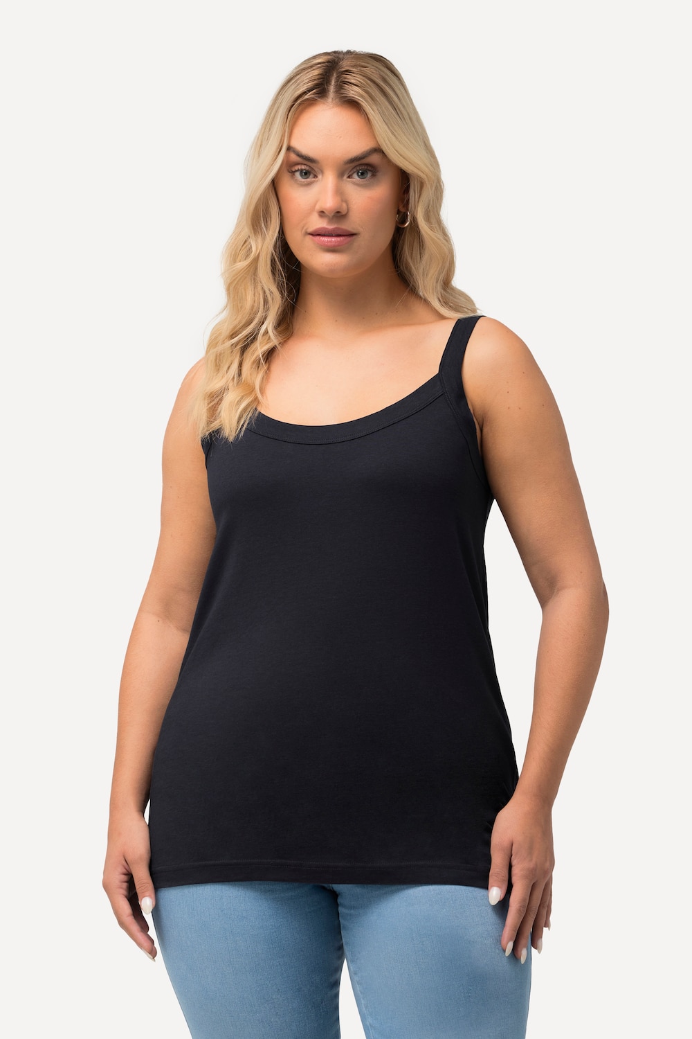 Große Größen Spaghettitop, Damen, blau, Größe: 46/48, Baumwolle/Synthetische Fasern, Ulla Popken