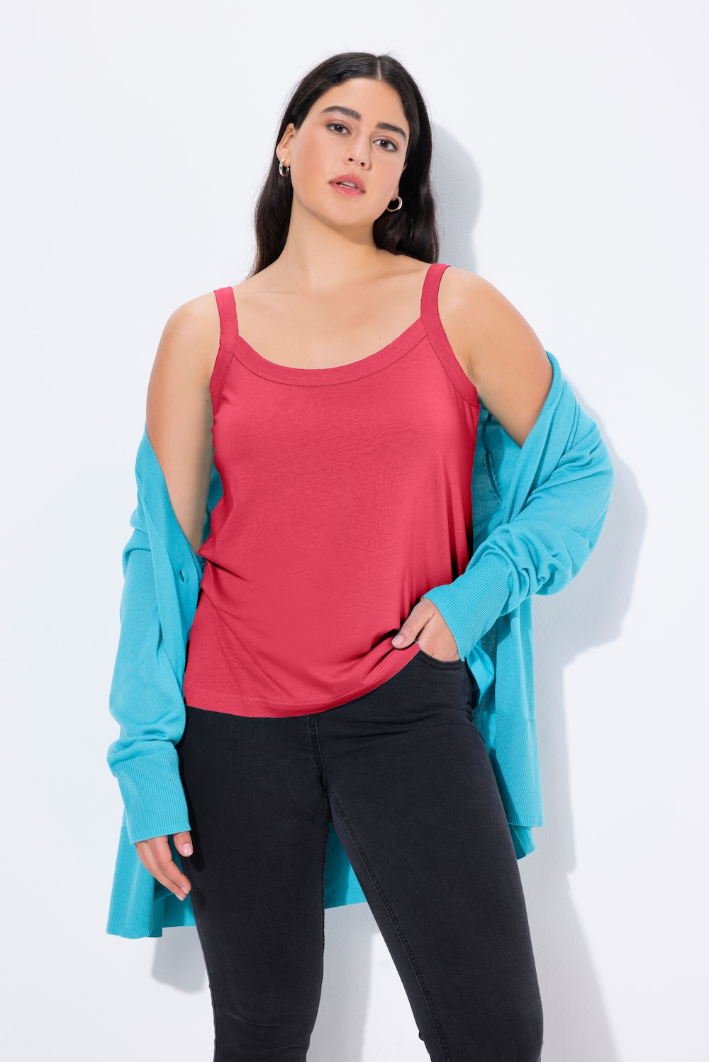 Spaghettitop, ronde hals, modalmix, mouwloos