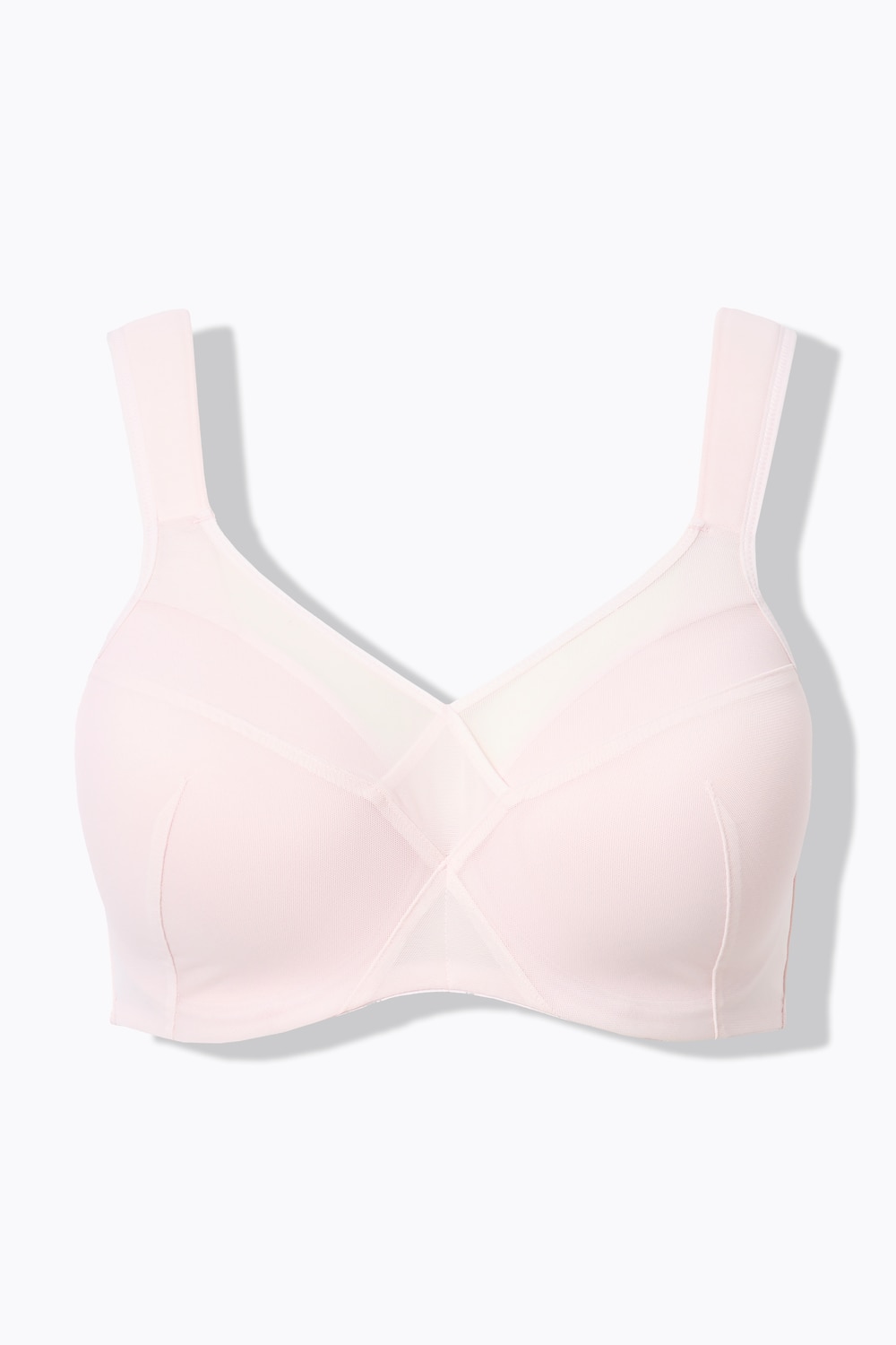 Stora storlekar Bygel-BH med mjuka kupor och mesh-detaljer, Dam, beige, storlek: 105F, Syntetfibrer/Elastan, Ulla Popken