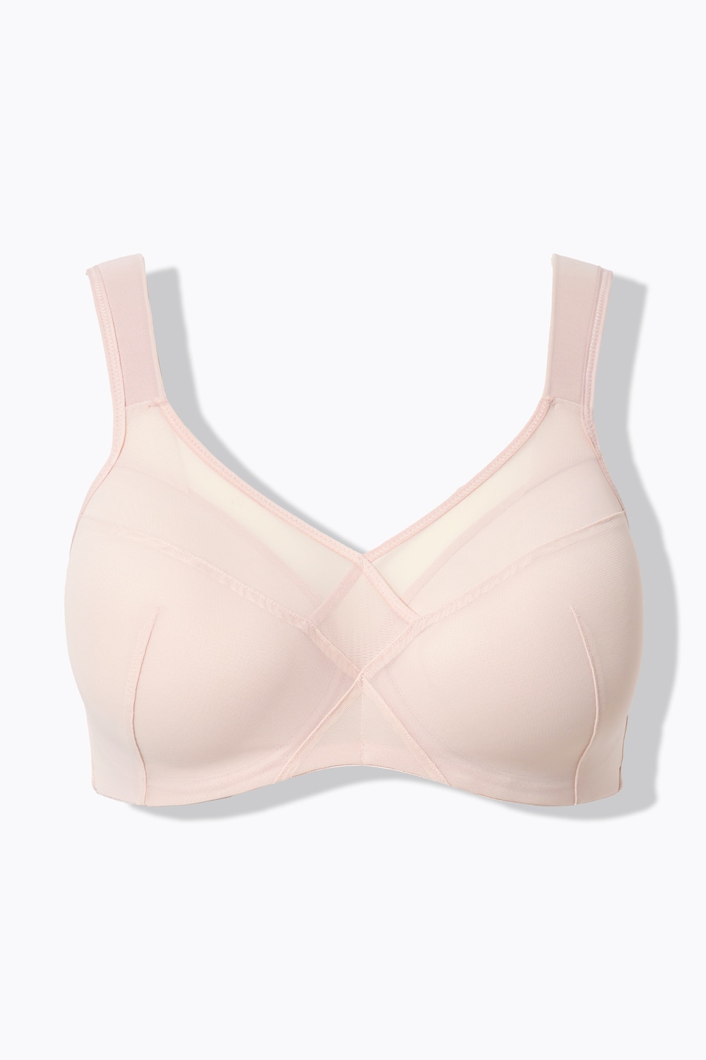 Stora storlekar Bygel-BH med mjuka kupor och mesh-detaljer, Dam, beige, storlek: 110F, Syntetfibrer/Elastan, Ulla Popken