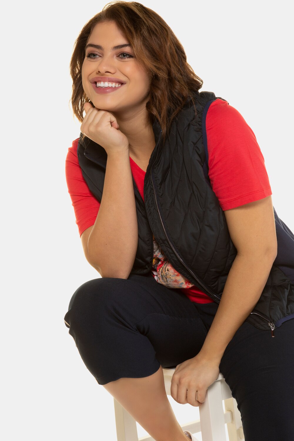 Grote Maten Bodywarmer, Dames, blauw, Maat: 50/52, Polyester/Elastaan, Ulla Popken Grote Maten Bodywarmer, Dames, blauw, Maat: 50/52, Polyester/Elastaan, Ulla Popken