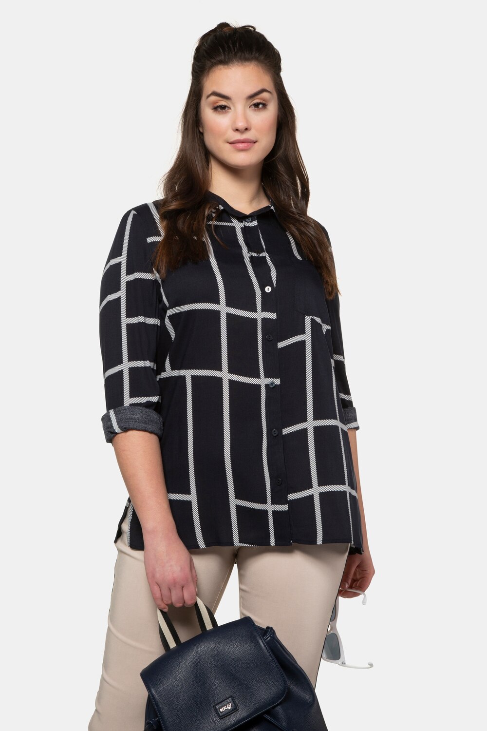 Grote Maten Blouse, Dames, blauw, Maat: 50/52, Viscose, Ulla Popken Grote Maten Blouse, Dames, blauw, Maat: 50/52, Viscose, Ulla Popken