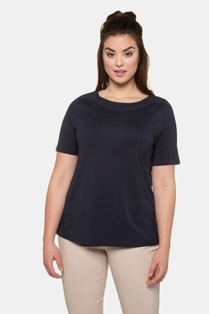 Duże rozmiary T-shirt Pima Cotton, damska, granatowy, rozmiar: 58/60, bawełna, Ulla Popken
