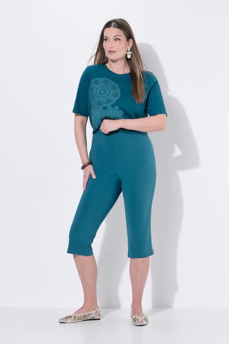 Capri-Leggings, seitliches Spitzenband, Biobaumwolle