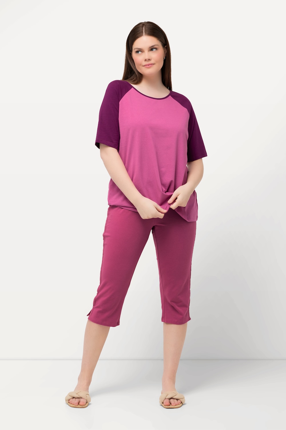 Große Größen Capri-Leggings, Damen, rot, Größe: 46/48, Baumwolle, Ulla Popken