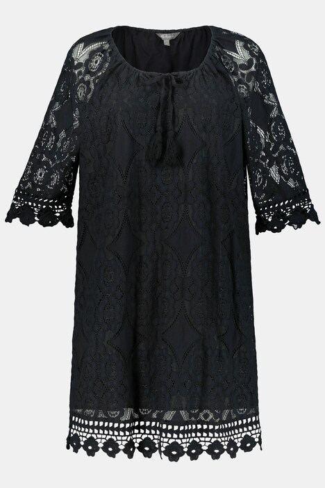 Longtunika, transparente Spitze, blickdichtes Futter