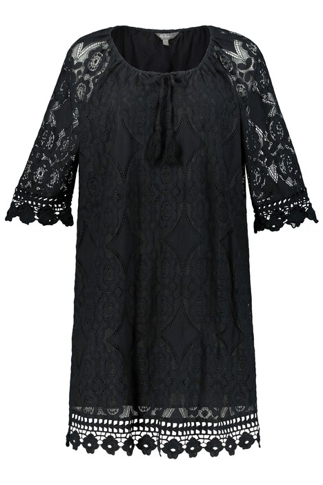 Dlouhá tunika, transparentní krajka, neprůhledná podšívka