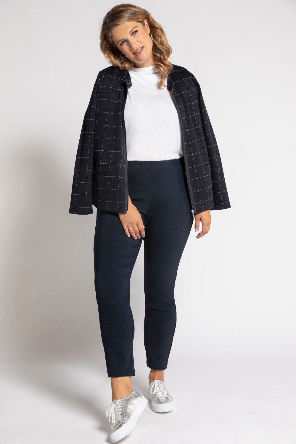 Grote Maten bengaline broek Sienna, Dames, blauw, Maat: 58, Viscose/Synthetische vezels, Ulla Popken Grote Maten bengaline broek Sienna, Dames, blauw, Maat: 58, Viscose/Synthetische vezels, Ulla Popken