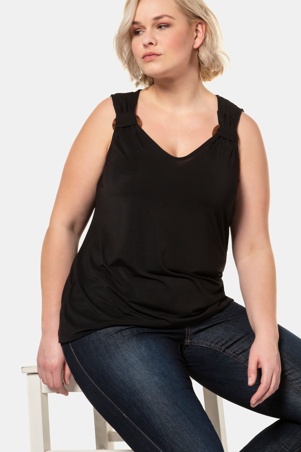 Grote Maten top, Dames, zwart, Maat: 54/56, Synthetische vezels, Ulla Popken Grote Maten top, Dames, zwart, Maat: 54/56, Synthetische vezels, Ulla Popken
