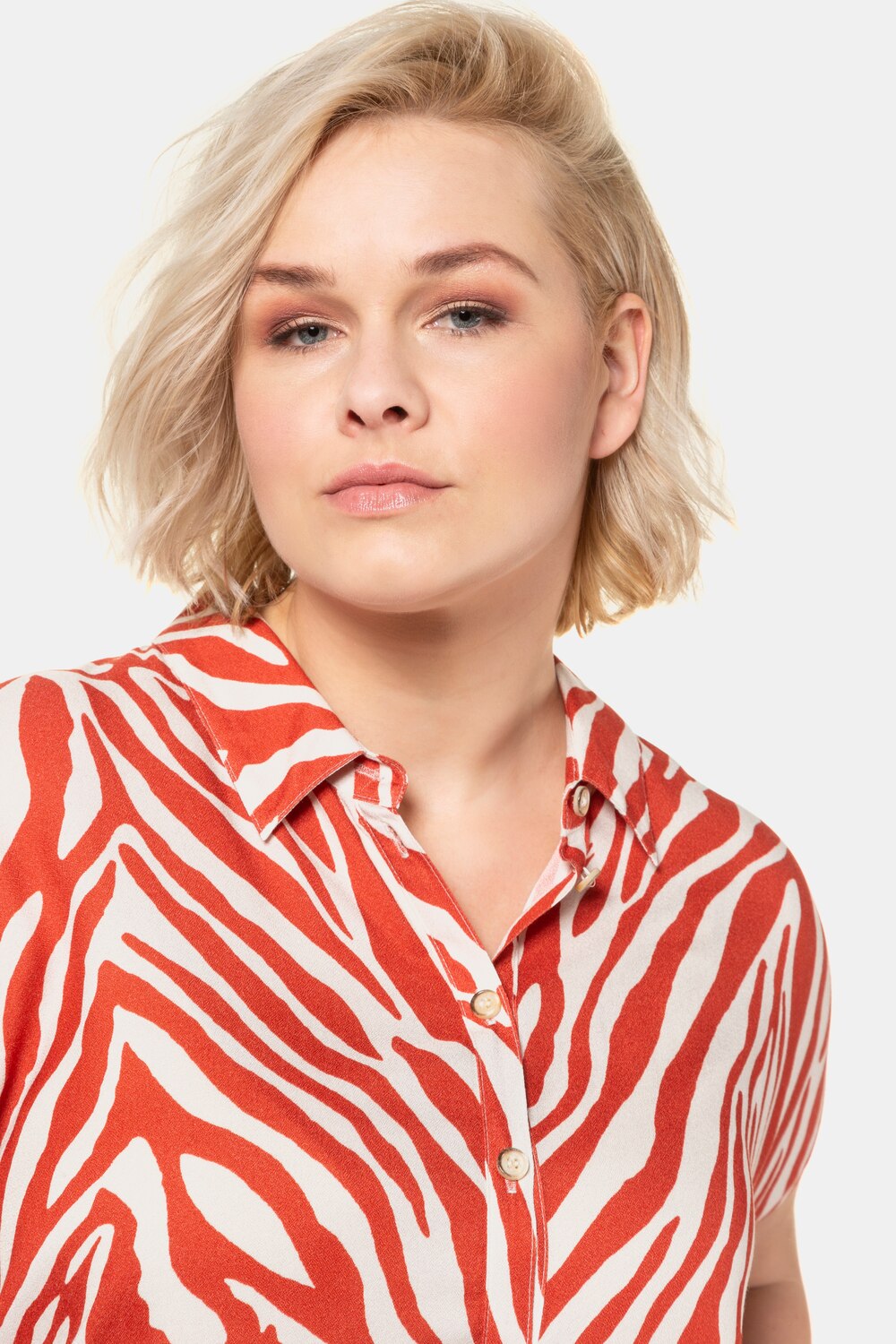 Grote Maten overhemdblouse, Dames, oranje, Maat: 46/48, Viscose, Ulla Popken Grote Maten overhemdblouse, Dames, oranje, Maat: 46/48, Viscose, Ulla Popken