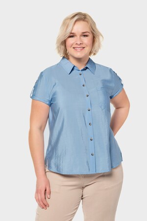 Duże rozmiary Bluzka koszulowa, damska, niebieska, rozmiar: 46/48, wiskoza/poliamid, Ulla Popken