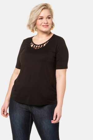 Duże rozmiary T-shirt, damska, czarny, rozmiar: 62/64, wiskoza/elastan, Ulla Popken