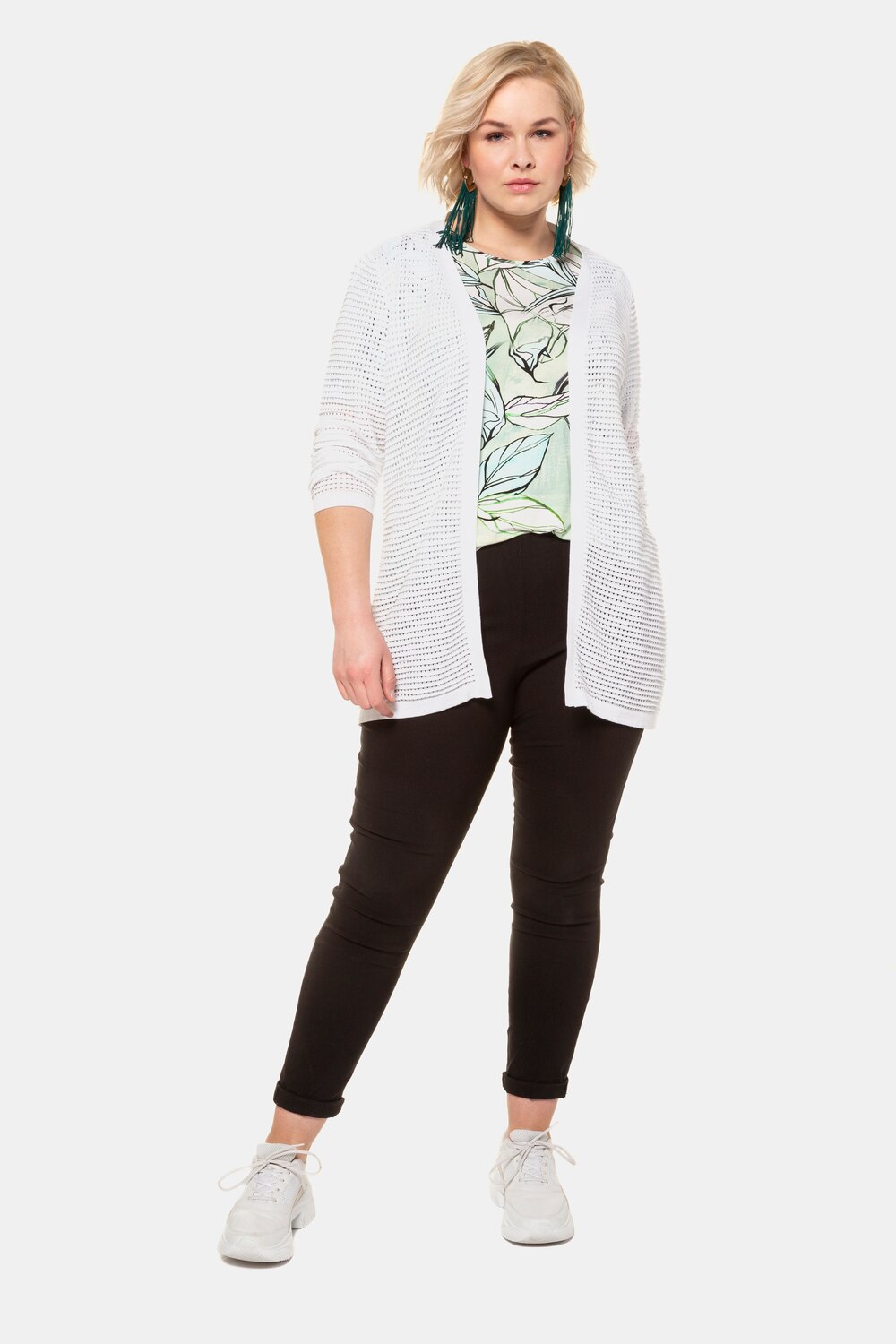 Grote Maten lang vest, Dames, wit, Maat: 42/44, Katoen/Viscose, Ulla Popken Grote Maten lang vest, Dames, wit, Maat: 42/44, Katoen/Viscose, Ulla Popken