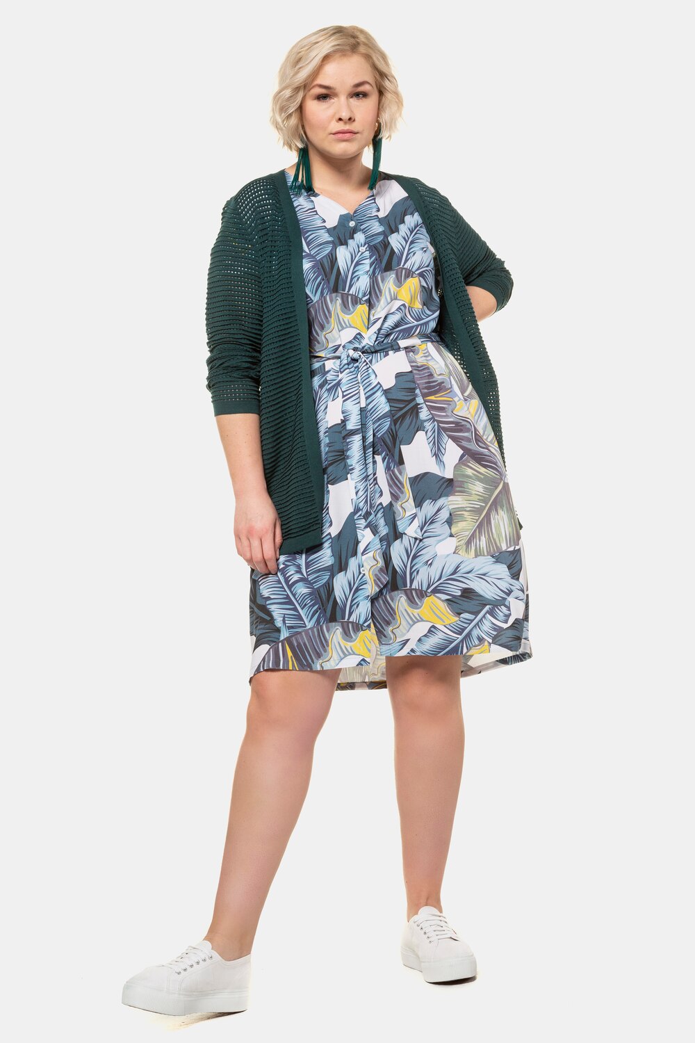 Grote Maten lang vest, Dames, turquoise, Maat: 50/52, Katoen/Viscose, Ulla Popken Grote Maten lang vest, Dames, turquoise, Maat: 50/52, Katoen/Viscose, Ulla Popken