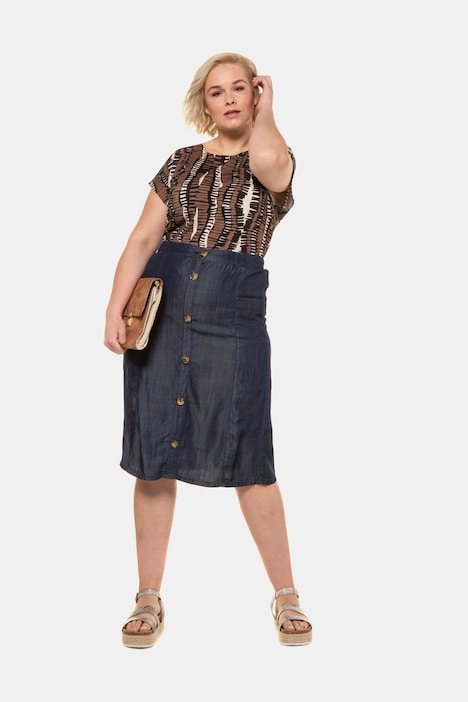 Denim Look Elastic Waist Lyocell Skirt | all Skirts | Skirts