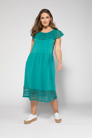 Duże rozmiary Sukienka, damska, karaibska zieleń, rozmiar: 42/44, bawełna, Ulla Popken